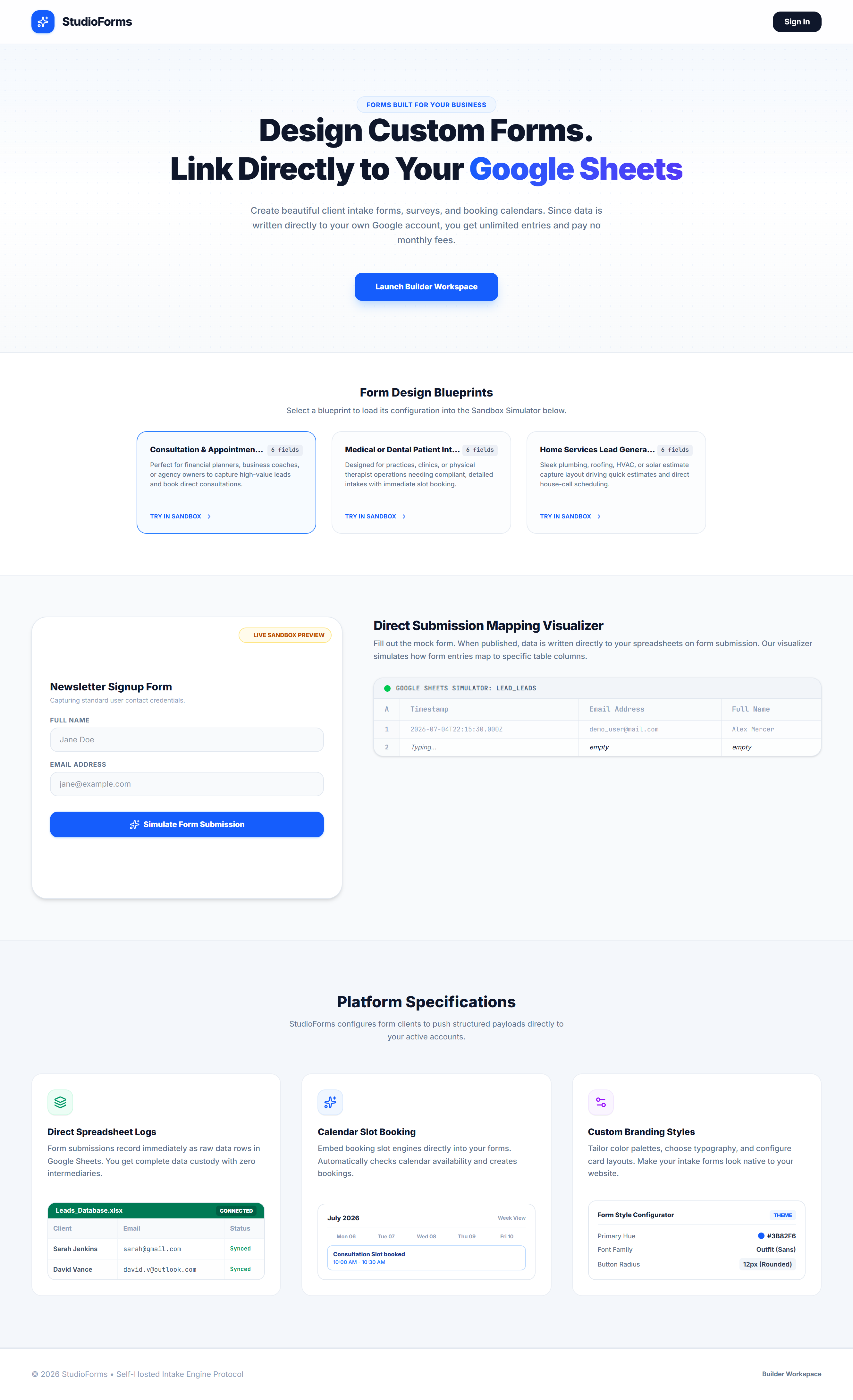 StudioForms Showcase
